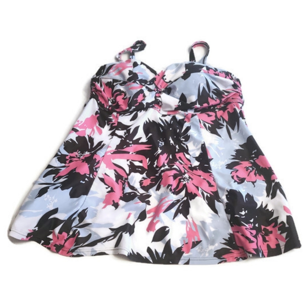 womens xxl floral white swim top
